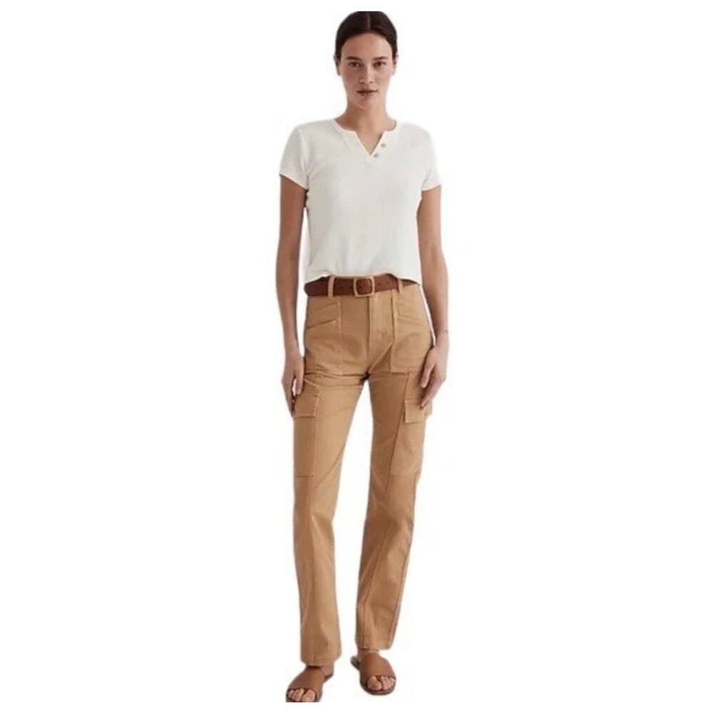 Madewell‎ Garment-Dyed 90s Straight Cargo Pants Womens SZ 26 Quiet Luxury Beige